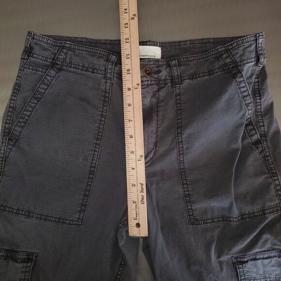 Anthropologie Jennie Ripstop High Rise Cargo Ankle Pant Washed Black Utility 28 - Picture 9 of 14